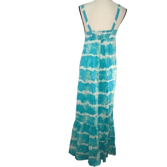 Faded Glory Tie Dye Tiered Ruffle Hem Smocked Back Maxi Dress Med (8-10) - Picture 6 of 10